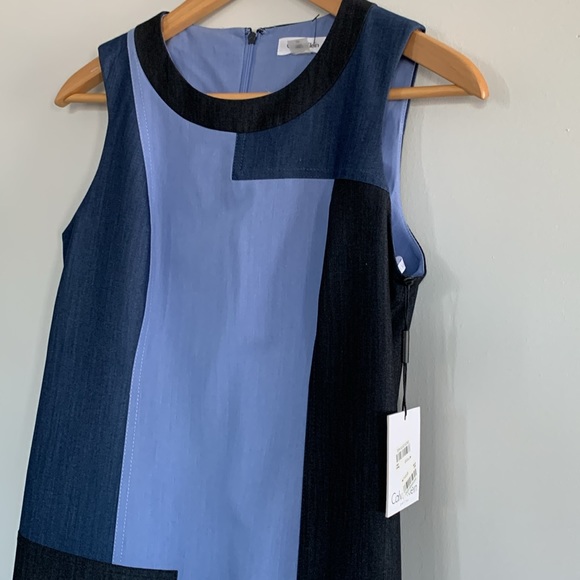 New with Tags Calvin Klein Blue Colour Block Sheath Dress Size 8P - Picture 6 of 17